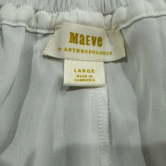 NWOT Anthropologie Maeve White Silky Parachute Pants Size Large - Picture 4 of 5